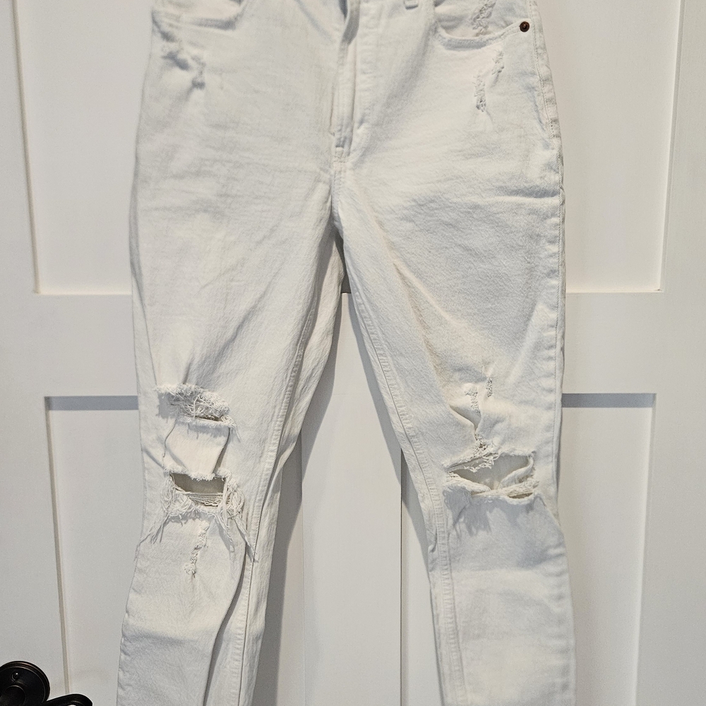 White ABERCROMBIE distressed THE skinny HIGH rise ANKLE